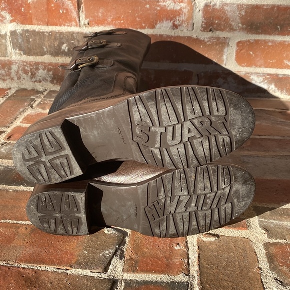 Stuart Weitzman Ludlow Leather Canvas Riding Boots - Picture 12 of 16